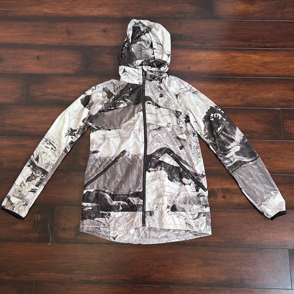 Lululemon Miss Misty Jacket II Hooded Full Zip Packable Sz 4 Marble Black White - Picture 1 of 10